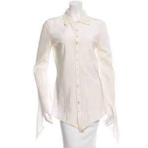 JEAN PAUL GAULTIER Silk Long Sleeve Button-Up Top